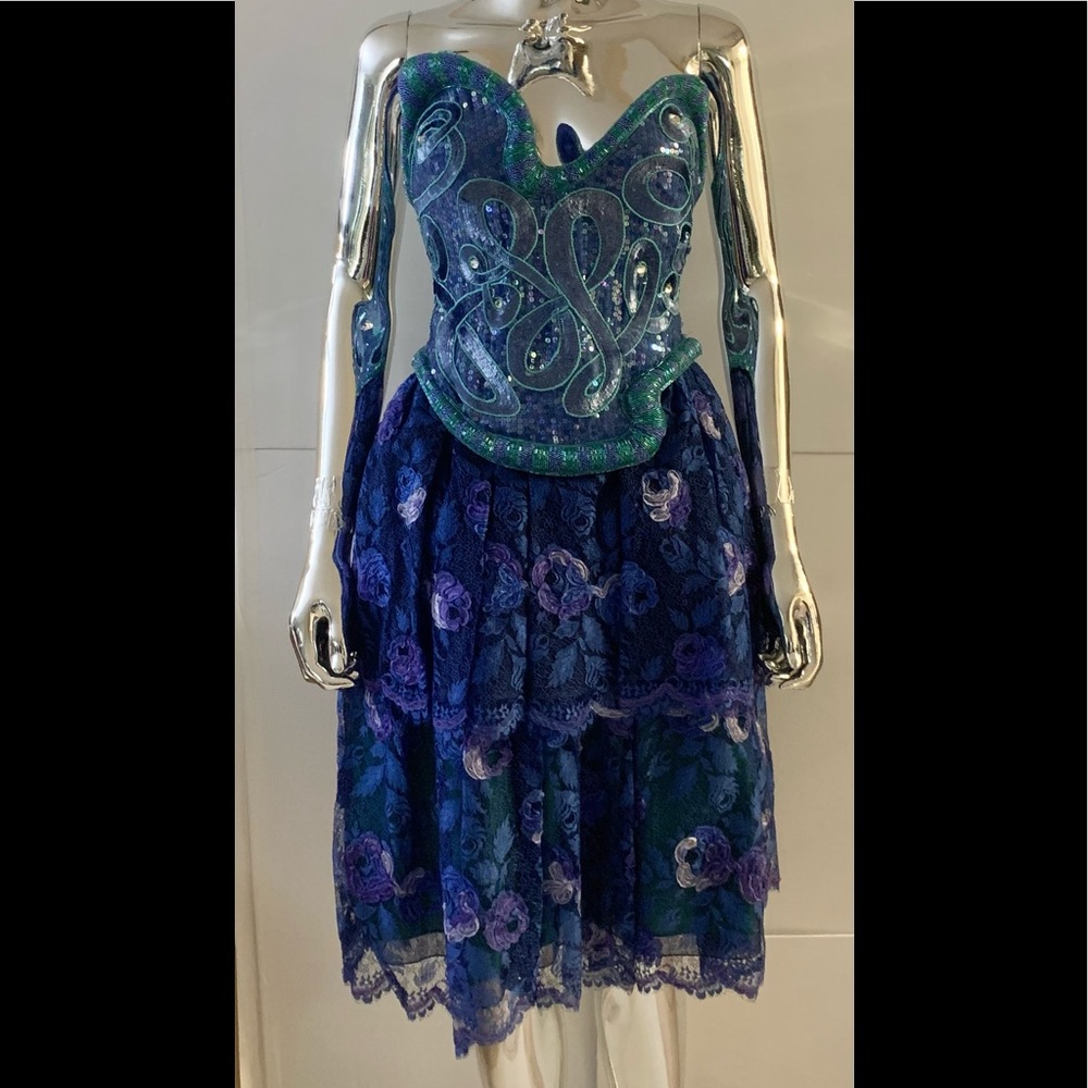 4X “HOST PICK” Vintage Neil Bieff  Beaded, Sequin & Lace Dress